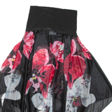 Womens Flare Skirt Black Midi Floral S