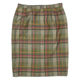 Womens Pencil Skirt Green Knee Length Check M