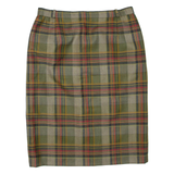 Womens Pencil Skirt Green Knee Length Check M