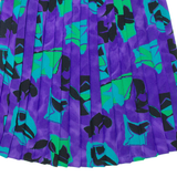 Womens Pleated Skirt Purple Knee Length Floral XL