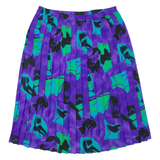 Womens Pleated Skirt Purple Knee Length Floral XL