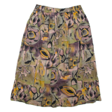Womens Pleated Skirt Green Knee Length Floral M