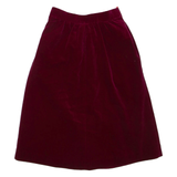 Womens A-Line Skirt Maroon Knee Length Velvet XS