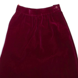Womens A-Line Skirt Maroon Knee Length Velvet XS