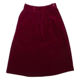 Womens A-Line Skirt Maroon Knee Length Velvet XS