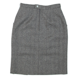 Womens Pencil Skirt Black Short Wool Herringbone XS