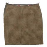Womens Pencil Skirt Brown Short Wool Check S