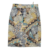 Womens Pencil Skirt Grey Knee Length Floral M