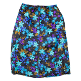 Womens Pleated Skirt Black Knee Length Floral M