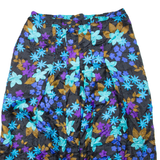 Womens Pleated Skirt Black Knee Length Floral M