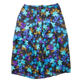 Womens Pleated Skirt Black Knee Length Floral M