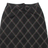 Womens A-Line Skirt Black Knee Length Wool Check S