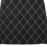 Womens A-Line Skirt Black Knee Length Wool Check S