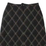 Womens A-Line Skirt Black Knee Length Wool Check S