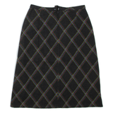 Womens A-Line Skirt Black Knee Length Wool Check S