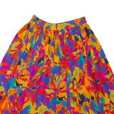 Womens Pleated Skirt Orange Midi Floral M
