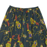 Womens Pleated Skirt Grey Knee Length Crazy Pattern XL