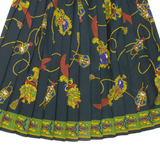 Womens Pleated Skirt Grey Knee Length Crazy Pattern XL