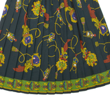 Womens Pleated Skirt Grey Knee Length Crazy Pattern XL