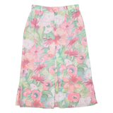 Womens Pleated Skirt Pink Midi Floral M