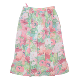 Womens Pleated Skirt Pink Midi Floral M