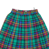 Womens Pleated Skirt Green Knee Length Check M