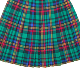 Womens Pleated Skirt Green Knee Length Check M