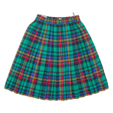 Womens Pleated Skirt Green Knee Length Check M