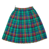 Womens Pleated Skirt Green Knee Length Check M