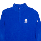 POLO RALPH LAUREN Ryder Cup Mens Fleece Blue Button Neck Tight Knit 2XL
