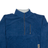 TIMBERLAND Mens Fleece Blue 1/4 Zip Tight Knit 2XL