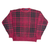 NAUTICA Mens Heavy Knit Jumper Red Check Tight Knit M