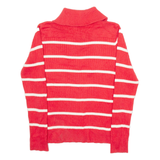 LAUREN RALPH LAUREN Womens Patterned Jumper Red Striped V-Neck Tight Knit L