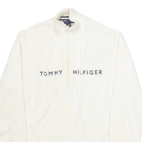 TOMMY HILFIGER Womens Jumper White 1/2 Zip Tight Knit XL