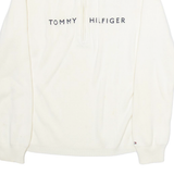 TOMMY HILFIGER Womens Jumper White 1/2 Zip Tight Knit XL