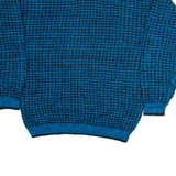 WILLOW BAY Mens Patterned Jumper Blue Check Tight Knit XL