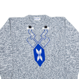 BENELLY Womens Patterned Jumper Grey Geometric Tight Knit S