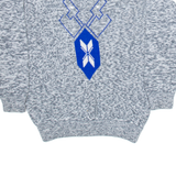 BENELLY Womens Patterned Jumper Grey Geometric Tight Knit S