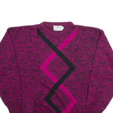 CANARD Womens Patterned Jumper Pink Geometric Tight Knit L
