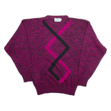 CANARD Womens Patterned Jumper Pink Geometric Tight Knit L