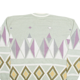 Womens Patterned Jumper Green Geometric Tight Knit M