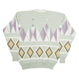 Womens Patterned Jumper Green Geometric Tight Knit M