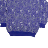 EGO Womens Patterned Jumper Purple Floral Tight Knit L