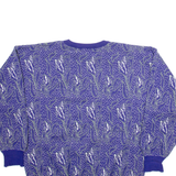 EGO Womens Patterned Jumper Purple Floral Tight Knit L