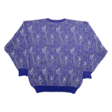 EGO Womens Patterned Jumper Purple Floral Tight Knit L