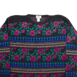 PETITES Womens Patterned Jumper Black Floral Tight Knit S