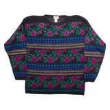 PETITES Womens Patterned Jumper Black Floral Tight Knit S