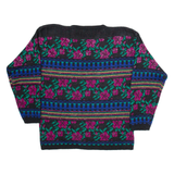 PETITES Womens Patterned Jumper Black Floral Tight Knit S