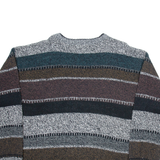 MICHAEL GERALD Mens Patterned Jumper Grey Colourblock Tight Knit L