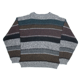 MICHAEL GERALD Mens Patterned Jumper Grey Colourblock Tight Knit L